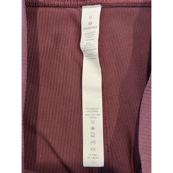 Lululemon Urban Strides Super High Rise Pants Women’s Sz 6 Burgundy Pockets - Picture 3 of 9